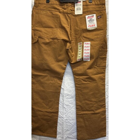 Heavy Duty Dickies Brown Mens Carpenter Jeans Flex 42X32 Pockets Straight Leg - Picture 2 of 4